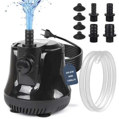 Aquariumpumpe 40 W, 1500 l/h, Tauchpumpe mit Schlauch