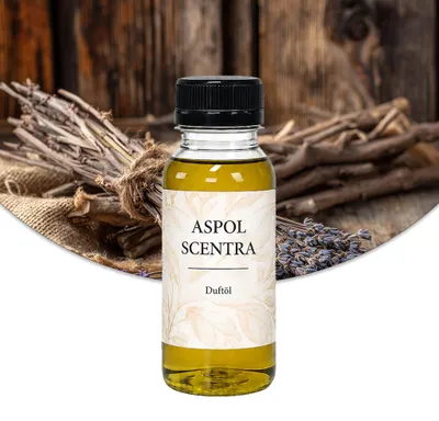 Produktbild von Aspol Scentra Vanille, Zeder und Lavendel UFIGREEN Duftöl für Kerzen und Diffusoren 100 ml, KI-generiertes Bild