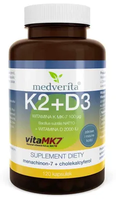 Produktbild von Medverita Vitamin K2 MK-7 100 ug + D3 2000IU 120 Kapseln