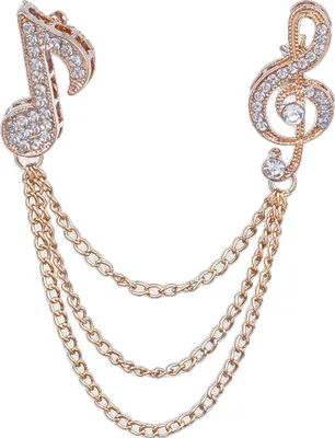 Produktbild von Uni Strass Musiknote Kette Quaste Brosche Pin Revers Abzeichen Schal Schmuck-Golden