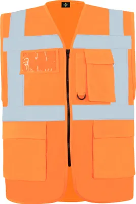 Produktbild von Comfort Warnweste Hamburg KXCMFOS signal-orange schwarz