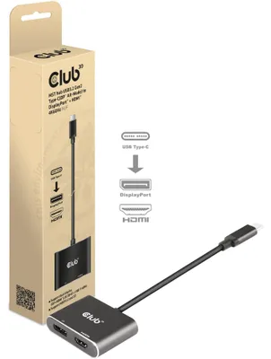 Image de Club3d CLUB3D MST hub USB3.2 Gen2 Type-C (DP Alt-Mode) vers DisplayPort + HDMI 4K60Hz M/F