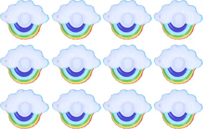 Image de 12Pcs Nuage de couleurs Sous-verres gonflables Flotteurs Porte-gobelets Jouets pour enfants pour la piscine d'été