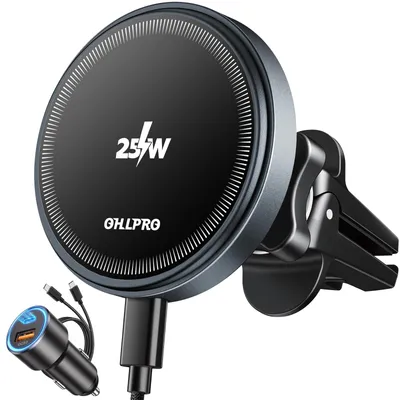 Productafbeelding van OHLPRO 25W MagSafe automatische telefoonhouder met oplaadfunctie, magnetische autolader