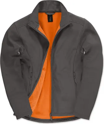 Zdjęcie produktu dla Męska kurtka softshellowa B&C Transition Jacket Windproof Collar Outdoor Zip, rozmiar: L, kolor: Dark Grey/Neon Orange