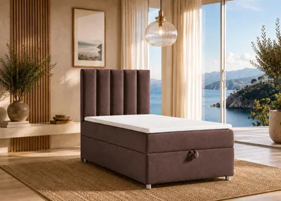 Produktbild von Best for Home Boxspringbett mit Bettkasten Trinity K10-SINGLE 80x200 Bonellfederkern inkl. Topper - Braun, KI-generiertes Bild