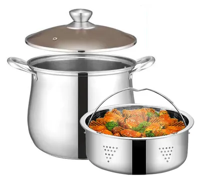 Zdjęcie produktu dla Garnek ze stali nierdzewnej ze szklanym pokrywką, 26 cm