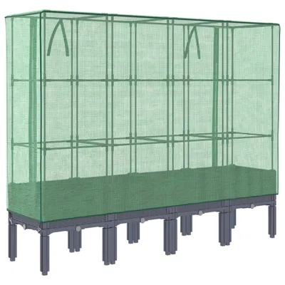 Produktbild von Hochbeet mit Gewächshaus-Aufsatz Rattan-Optik 160x40x140 cm