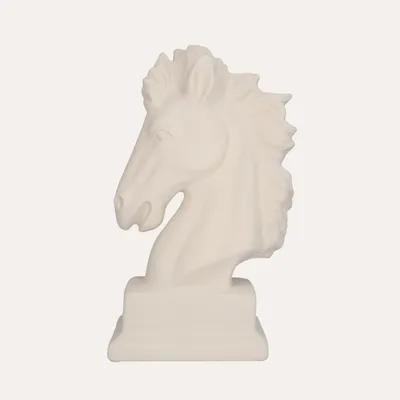 Produktbild von KEYHOMESTORE | Großer Pferdekopf aus weißer Keramik H.50x26x14 cm