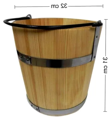Produktbild von Großer Holzeimer mit Metallring und Griff 15 Liter - Alter Stil sehr solide - Saunakübel