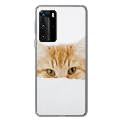 Produktbild von MuchoWow® Handyhülle Schutzhülle Hülle für Huawei P40 Pro Katze - Rot - Weiß - Mädchen - Jungen - Kind Silikon Softcase Handy Hülle - Schutz