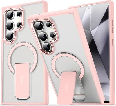 Immagine prodotto di Custodia magnetica per Samsun Galaxy S25 / S24, compatibile con MagSafe, retro opaco, cover antiurto con supporto Rosa