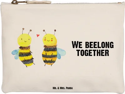 Produktbild von Mr. & Mrs. Panda kosmetiktäschchen Biene Verliebt Größe M - Weiß - Geschenk, beauty case, Federtasche, Federmappe, Kosmetiktasche, Etui, Pouch