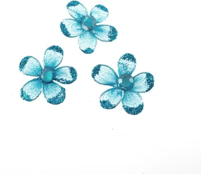 Produktbild von Organzablüten mit Perle türkis - 25 mm Ø 12 Stück - 91030 70