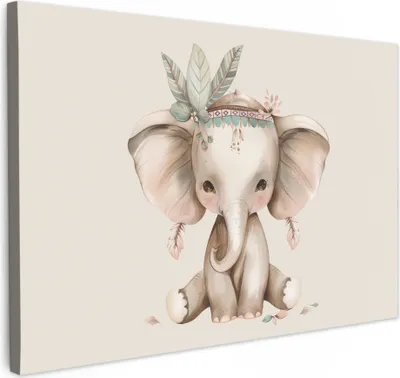 Zdjęcie produktu dla MuchoWow® - Obraz na płótnie - Słoń - Bohemian - Zwierzęta - Boho, fototapeta, dekoracja ścienna, obrazy do salonu, 30x20cm
