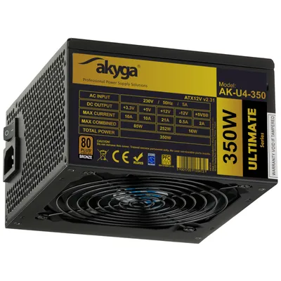 Produktbild von Akyga AK-U4-350 Zasilacz ATX 350W 80+ Bronze APFC P8 4+4p PCI-E 4x SATA 2x Molex