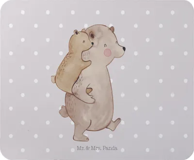 Produktbild von Mr. & Mrs. Panda Mauspad Papa Bär - Grau Pastell - Geschenk, Mouse Pad, Muttertag, Vatertag, mousematte, computermatte, Vorbild, Geburtstag, Mousepad, pc, Vater