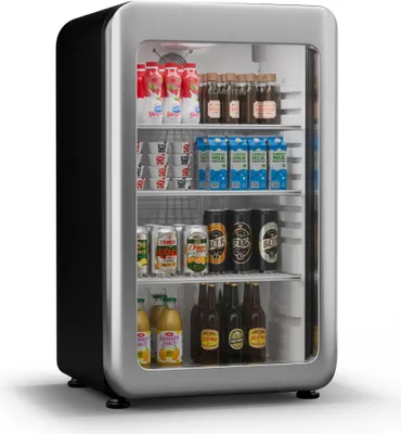Image de Klarstein Audrey Evo Réfrigérateur à boissons - 95 L Vitrine réfrigérée à boissons, Porte à double vitrage, Éclairage LED, Température 0-10°C, Design rétro,