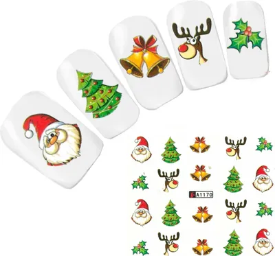 Produktbild von Tattoo Nail Art Nikolaus Santa Weihnachten Weihnachtsmann Aufkleber Nagel Sticker