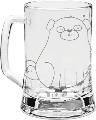 Produktbild von Mr. & Mrs. Panda Krug Mops - Transparent - Geschenk, Bierkrug Mit Gravur, Bierhumpen, Humpen, Seidel, Hund, Knuffig, Liebe, Hundeliebe, Sprüche