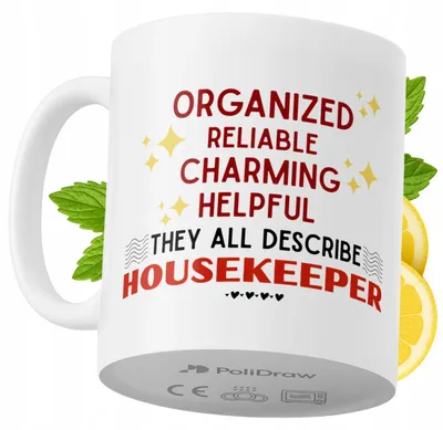 Produktbild von Lustige Kaffeetasse mit witzigem Textdesign - ideal für Haushälterinnen, Geburtstage, Namenstage und Feiertage. Hochwertige Tasse für besondere Anlässe, ob zu Hause, im Büro oder bei der Arbeit. Farbe: Weiß, 330 ml.