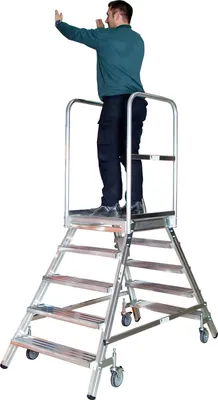 Produktbild von Euroline Premium 516 Mobile Podesttreppe beidseitig 8 Stufen