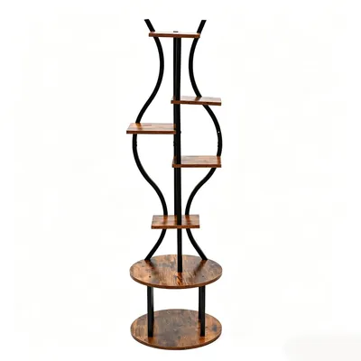 Immagine prodotto di Scaffale angolare per piante in metallo - Porta piante a 7 livelli - Scala per piante da interno - Ideale per soggiorno o balcone - Scaffale per fiori - Altezza 145 cm