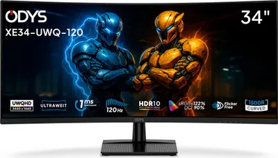 Produktbild von ODYS XE34-UWQ-120 Gaming Monitor, UWQHD, 120 Hz, 1ms, Adaptive Sync, HDR10