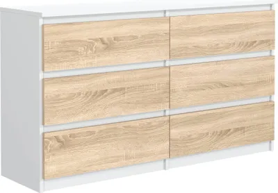 Produktbild von Mobelsta Kommode, Schrank mit Schubladen, Modernes Sideboard, Schubladenschrank, Kommodenschrank, Weiß  & Sonoma 120x78,5x39 cm