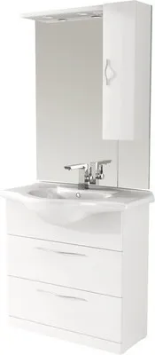 Produktbild von Badmöbel-Set Baden Haus Bahia BxHxT 86 x 190 x 50 cm Frontfarbe weiß hochglanz mit Waschtisch Keramik weiß und Waschtisc