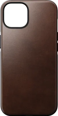 Image de Nomad Modern Horween cuir coque iPhone 14 – Protection contre les chutes de 3 mètres – Compatible avec le chargement MagSafe et sans fil – Développe une patine robuste avec le temps.