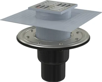 Produktbild von AlcaPlast APV Bodenablauf mit Edelstahlrost Siphon oder Klappe / Duschablauf Terrassenablauf senkrecht : senkrecht Anschluss: senkrecht