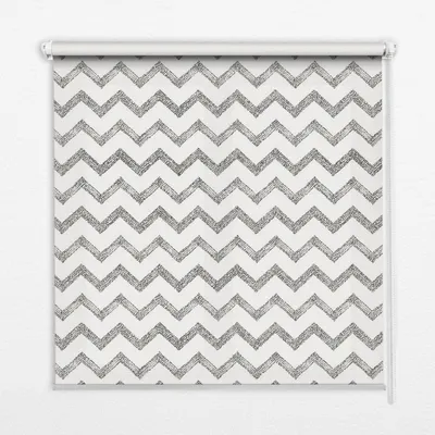 Produktbild von Seitenzug-Rollo Fensterrollo Jalousie - Thermo-Rollo Verdunkelungsrollo - 130x140 cm - Graue horizontale Zickzacklinien