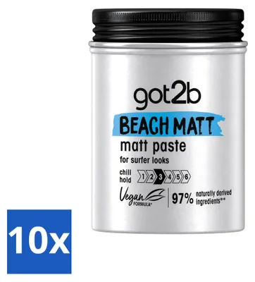 Produktbild von 10 x got2b Beach Matt Stylingpaste - Matte Finish - 100 ml - Vorteilspackung - 10 Stücke