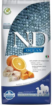 Obrázok produktu pre Farmina N&D 12kg Adult Med/Ma Kabelj, Kürbis & Oran