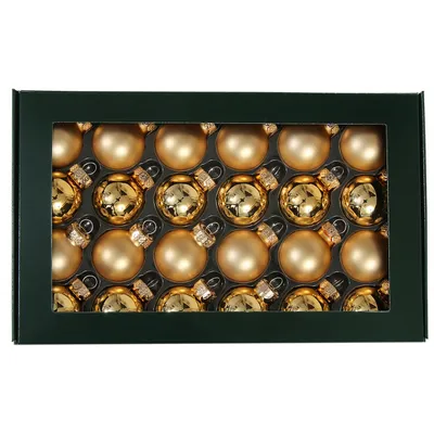 Produktbild von 24 x kleine Baumkugeln aus Glas Ø 2,5 cm - gold - Christbaumkugeln - Weihnachtskugeln - Baumschmuck Glas