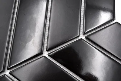 Produktbild von Mosaikfliese Keramik Mosaik Fischgrät mix schwarz glänzend matt Küchenrückwand MOS24-CHEV19_m
