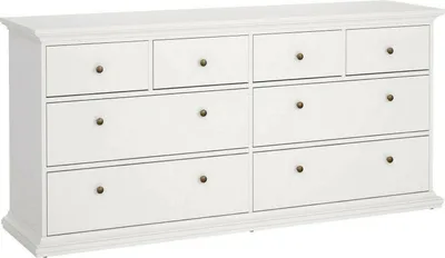 Produktbild von Kommode Asiagela, Mehrzweckkommode, Schlafzimmerkommode, Schrank mit Schubladen, 183x49 h87 cm, Weiß