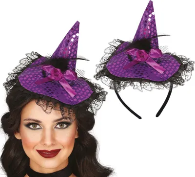 Immagine prodotto di Strega Halloween fascia cappello viola maga carnevale costume testa accessorio festa, colore: viola