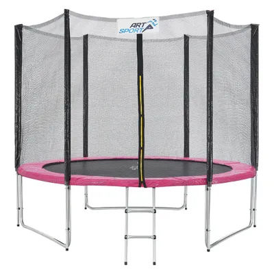 Produktbild von ArtSport Outdoor Trampolin Jampino Ø 305 cm in Rosa – Gartentrampolin mit Sicherheitsnetz, Leiter & Randabdeckung – Kindertrampolin bis 150 kg