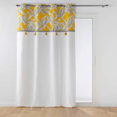 Gardinenschal mit Ösen, 140x240 cm, gelb, Baumwolle, bedruckt