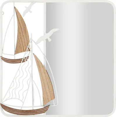 Produktbild von Mauro Ferretti Wandspiegel Adriatique, 60 x 4,4 x 60 cm, weiß-braun
