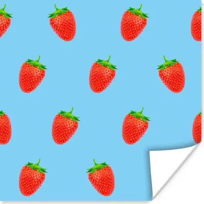 Produktbild von MuchoWow® Poster Erdbeere - Muster - Sommer 75x75 cm - Wand Dekoration