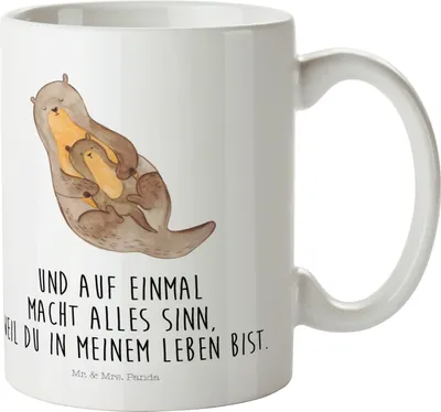 Produktbild von Mr. & Mrs. Panda Haferl Otter Kind - Weiß - Geschenk, Plastikbecher, Baby, Mama, Pott, Trinklernbecher, Familie, Geburt, Kinderbecher, Camping Tasse, Mutter