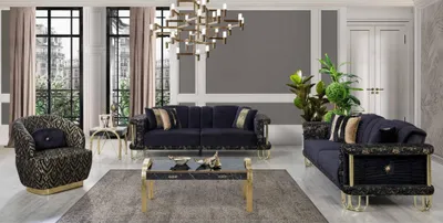 Produktbild von Exklusive Wohnzimmer Polster Couchgarnitur x2 Textil Sofas 1-Sitzer 3tlg