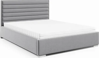 Produktbild von LIKMA Polsterbett Silber 180x200 cm mit Stauraum Verchromte Füße Doppelbett mit Kopfteil 11 cm Gepolsterter Stoffbett Ohne Matratze