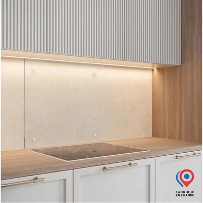 Zdjęcie produktu dla Ścianka Ochronna do Kuchni AURYS, Szkło Przezroczyste, 900 x 450 mm, Grubość 6 mm, 4 Otwory