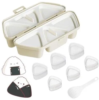 Produktbild von Dreiecksform für Onigiri mit 6-in-1 Sushi-Reisbälle und Löffeln