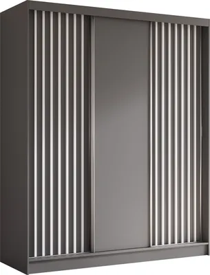Produktbild von AX LIVING Cabinio Kleiderschrank 180 Breit Grau mit Weißen Lamellen