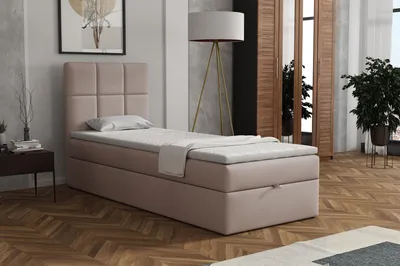 Produktbild von MR GROUP Boxspringbett GRAZ 100 x 200 cm Kinderbett, Jugendbett, Einzelbetten, Bett mit Stauraum, Polsterbett Matratze Topper H3 Schlafzimmer, beige